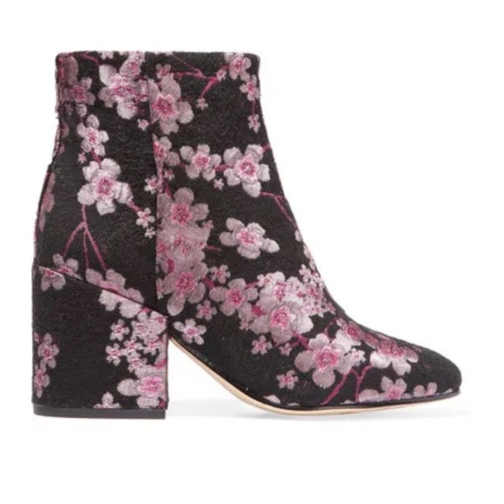 SAM EDELMAN TAYE CHERRY BLOSSOM JACQUARD BROCADE BLOCK HEEL BOOTIES SHOES 6